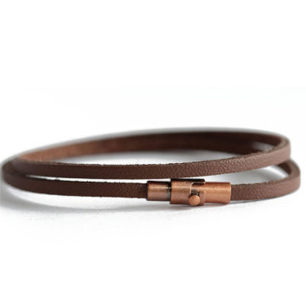 men's brown leather wrap bracelet