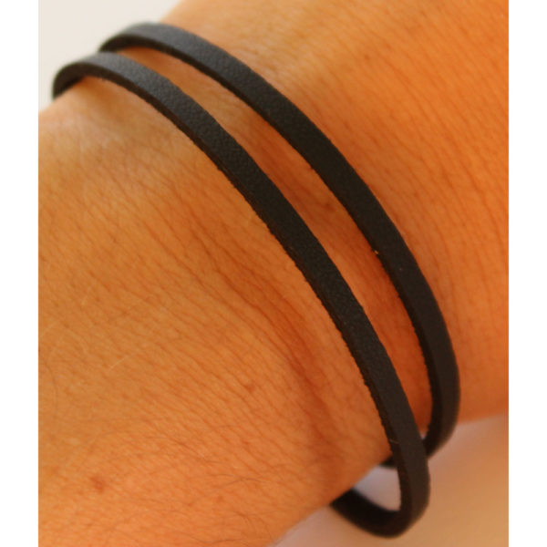 black leather wrap bracelet