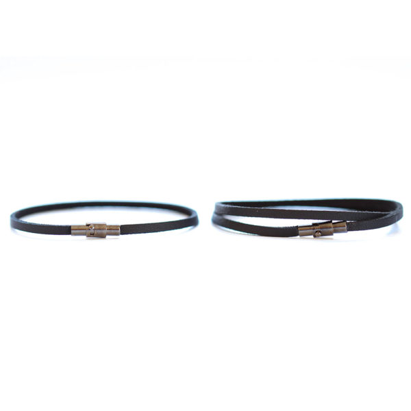 his and her thin leather bracelets
