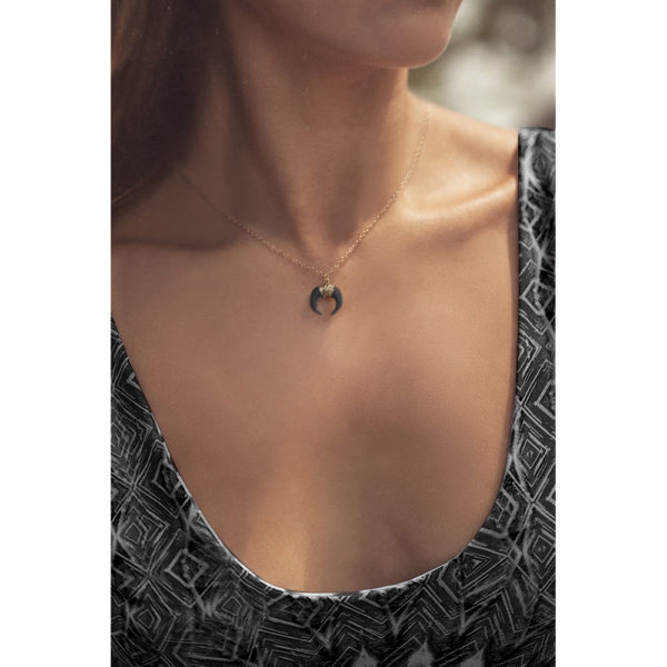 black boho horn necklace