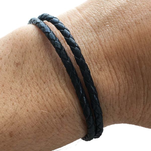 black leather wrap rope bracelet