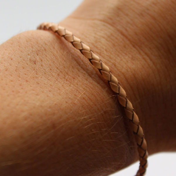 thin beige leather bracelet
