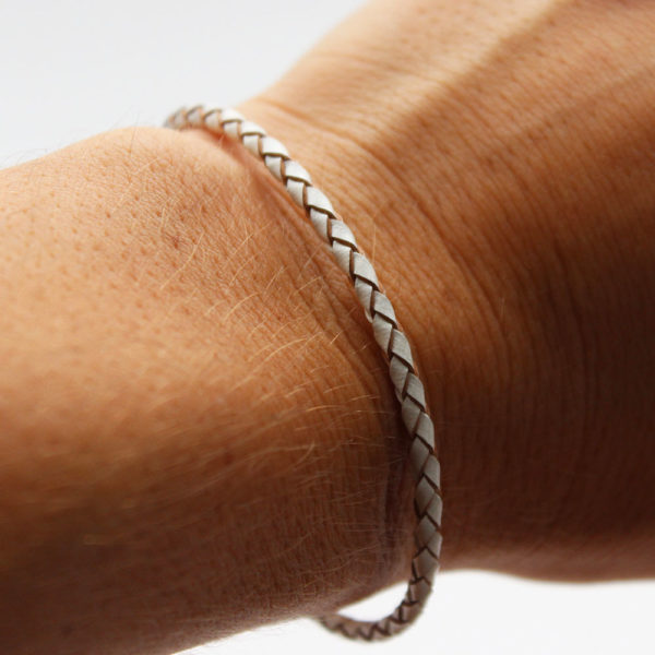 thin white leather bracelet