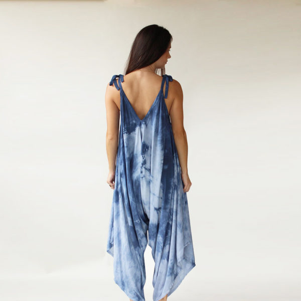 chambray colored tie dye jumpsuit