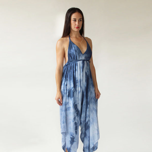 chambray colored tie dye jumpsuit
